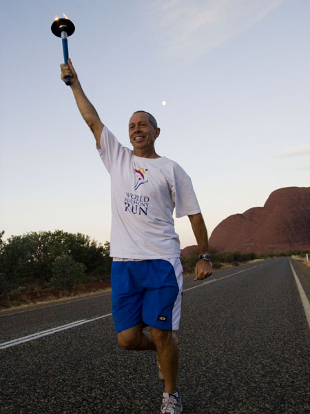 Prabuddha Nicol running at Uluru