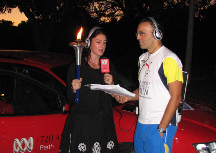 Veeraja Uppal from the World Harmony Run interviewed byPerth ABC Radio's Sinead Mangan – 2008