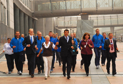 Members of the European Parliament running with the torch