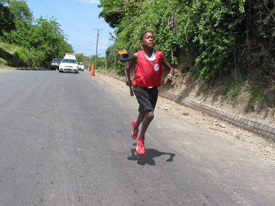 St. Lucia young sprinter goes airborne