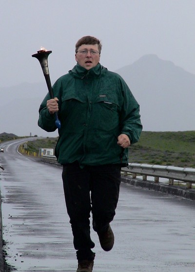 Sigurgeir formaður hefur hlaupið síðasta spölinn - að sýslumörkunum - frá 1987