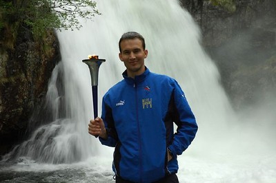 Ondrej and waterfall