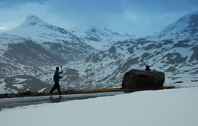 Runner in mountains