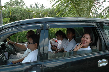 team in the car