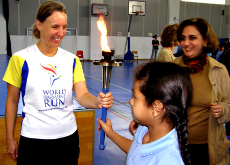 Angela Muhs with torch Angela Muhs with torch