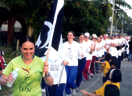 Anubha Baird carries flag at World Harmony Run