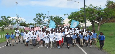 Brenda Hood, Minster of Tourism, Grenada, leads large group 1