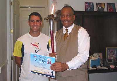 Acting Governor, St. Thomas, US Virgin Islands (Lt. Gov) Vargrave A. Richards with Homagni Baptista (Australia)