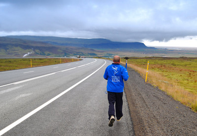 On a quiet Icelandic highway with beautiful nature