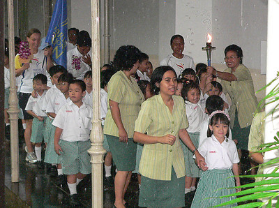 A run around the school, fortunately in the dry...