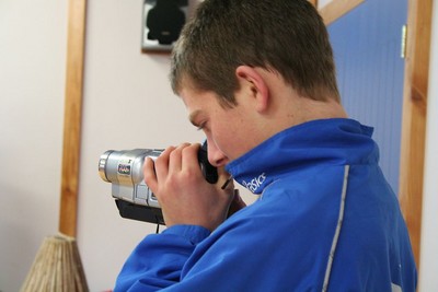 Nelson capturing our school visit.