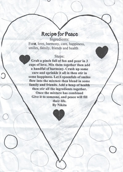 recipe for peace recipe for peace